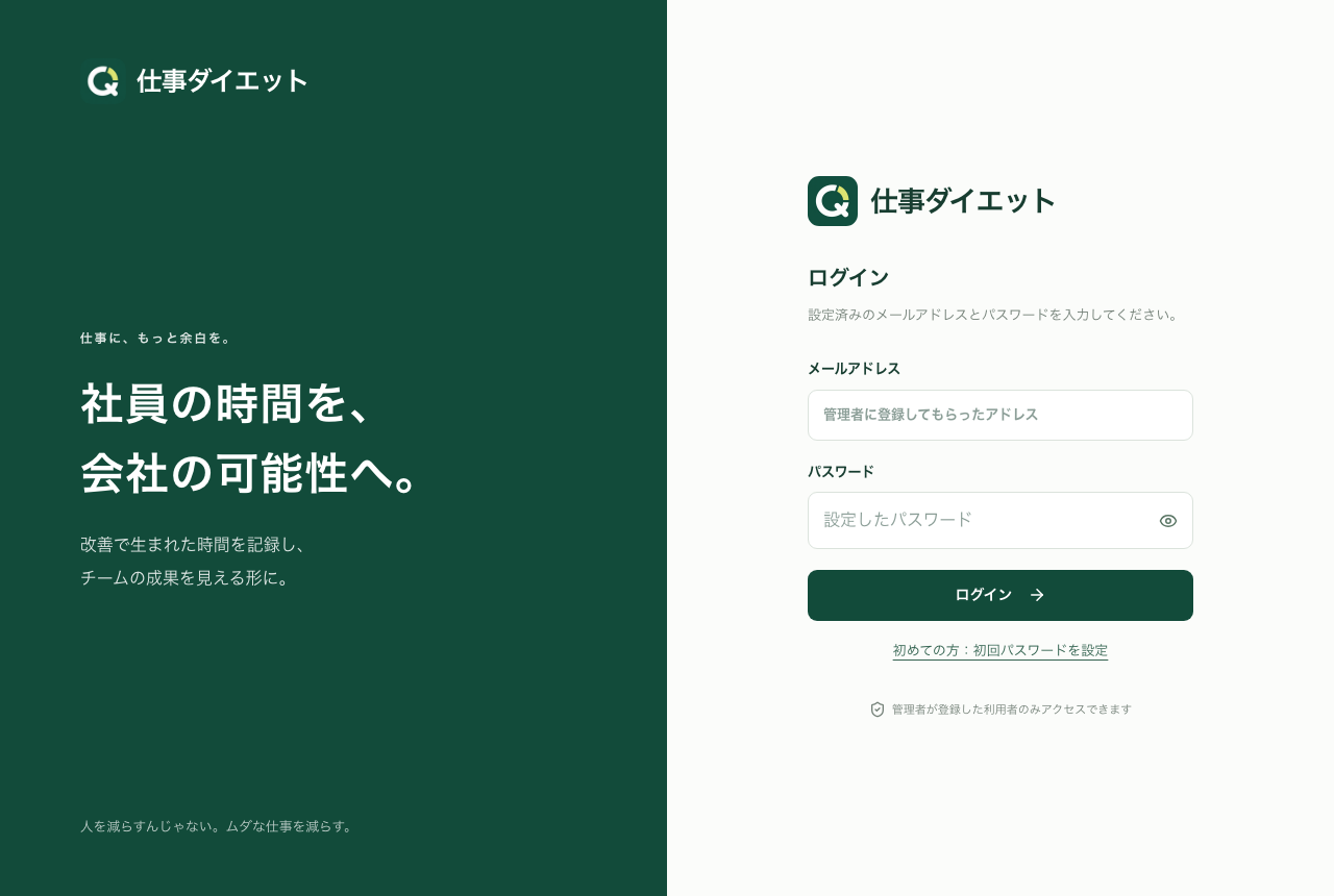 仕事ダイエットの資料掲載画面